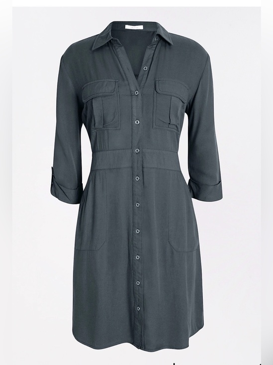 Maurices Dresses & Skirts - Maurices Charcoal Gray Button-Front Shirt Dress